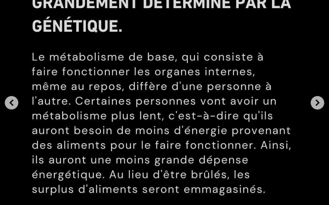 Le métabolisme de base est grandement déterminé par la génétique